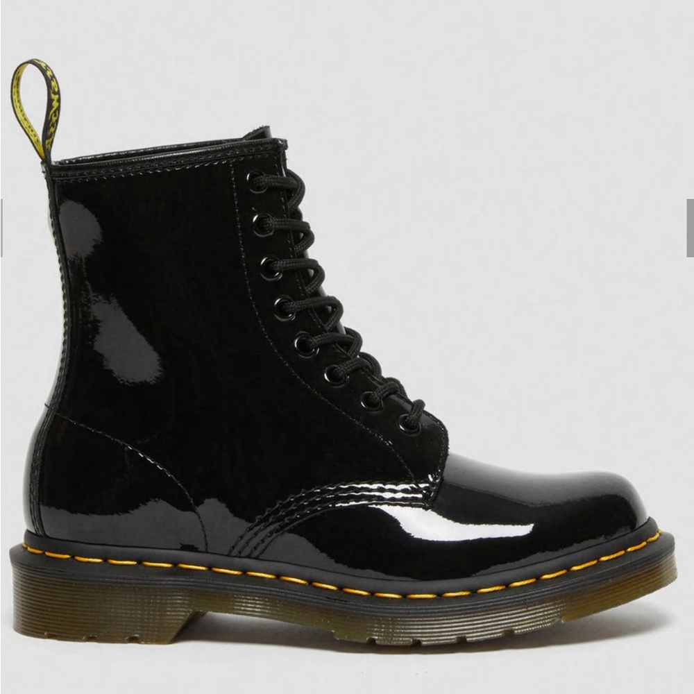 Dr. Martens patent leather lace up boot
